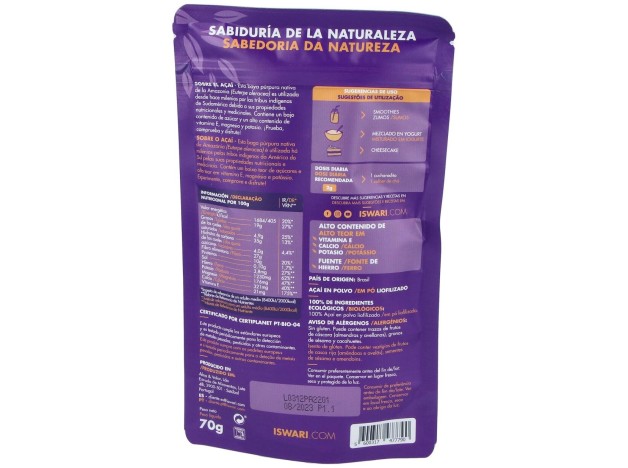 Açai Liofilizado Superalimento 70Gr. Bio