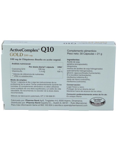 Activecomplex Q10 Gold 100Mg. 30Cap.