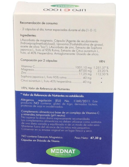 Lipo C 1000 Vitamina C Liposomada 60Cap.