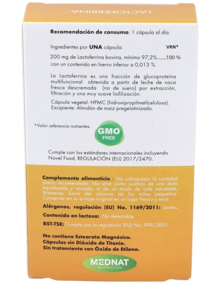 Mednat Lactoferrina 200Mg 30Caps