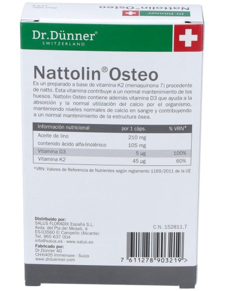 Salus Dr. Dunner Nattolin Osteo, 30 Cápsulas