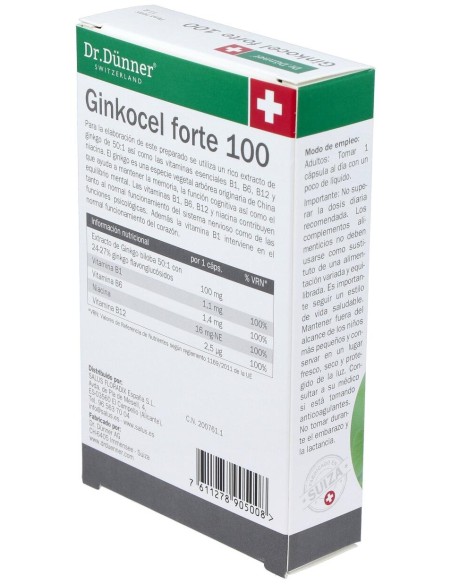 Dr. Dünner Ginkocel Forte 100 40Cáps.