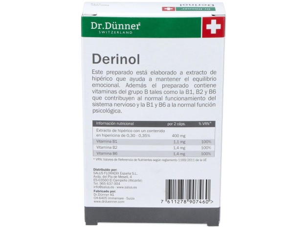 Derinol (Deprinol) (Hiperico) 40Cap. Dr.Dunner