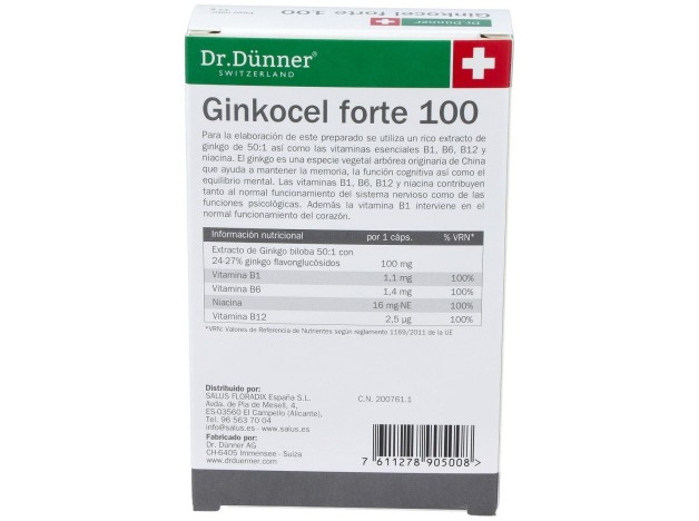 Dr. Dünner Ginkocel Forte 100 40Cáps.
