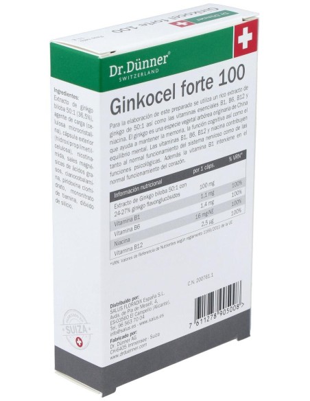 Dr. Dünner Ginkocel Forte 100 40Cáps.