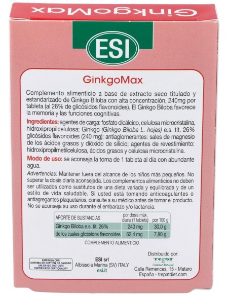 Esi Ginkgomax 30 Tabletas