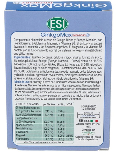 Ginkomax Memory 30 Tabletas