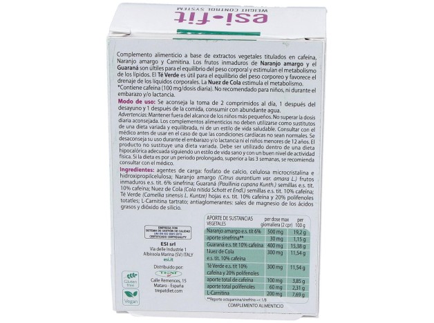 Esi Fit Activa El Metabolismo Con Cafeína 40Comp
