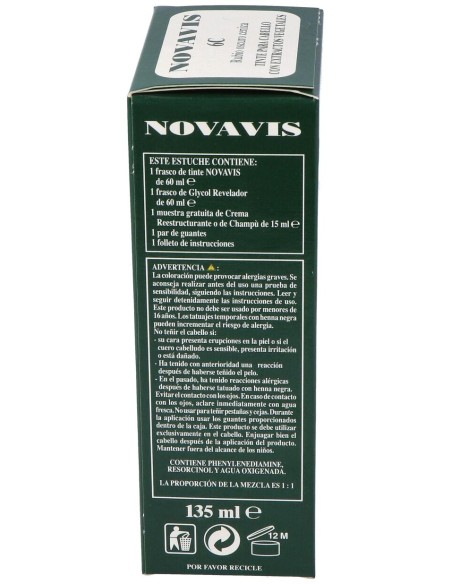 Tinte Novavis 6C Rubio Oscuro Ceniza 120Ml.
