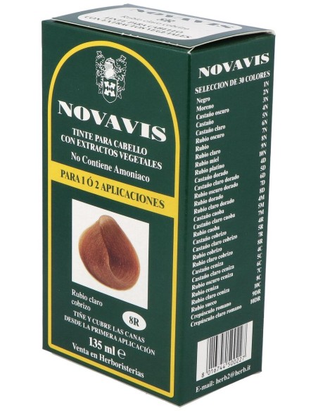 Tinte Novavis 8R Rubio Claro Cobrizo 120Ml.