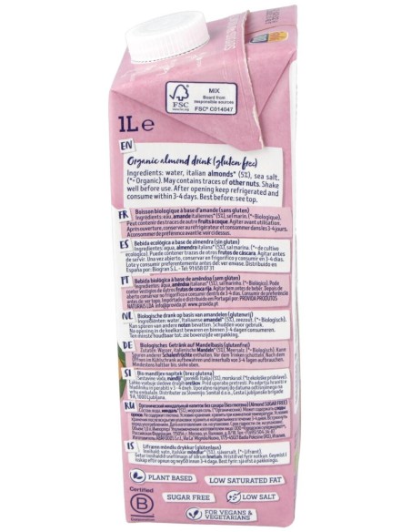 Isola Bio Bebida Veg Almendras S/A Bio 1000Ml