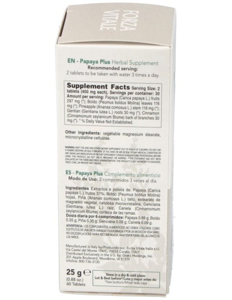 Papaya Plus 25Gr.Comprimidos