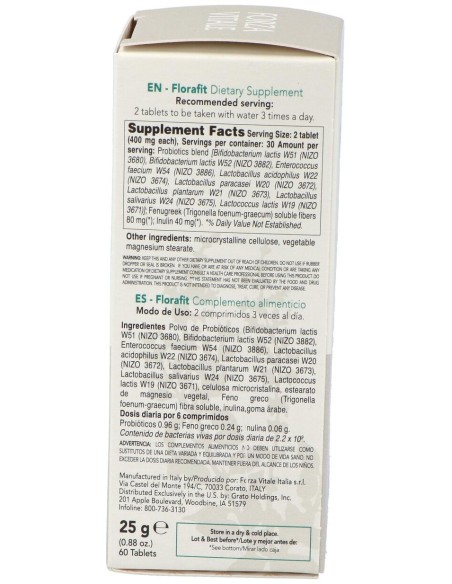 Florafit Probiotico 25Gr.Comprimidos