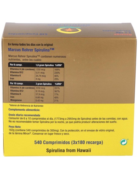 Marcus Rohrer Viosol Espirulina Recarga, 540 Comprimidos