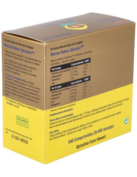Marcus Rohrer Viosol Espirulina Recarga, 540 Comprimidos