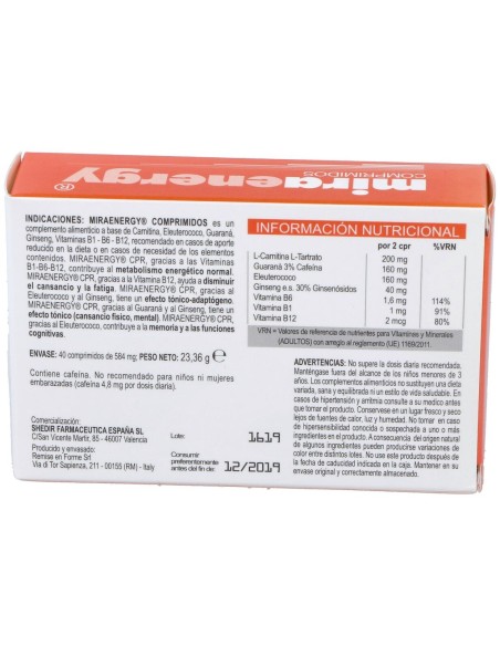Miraenergy Comprimidos, 40 Comprimidos