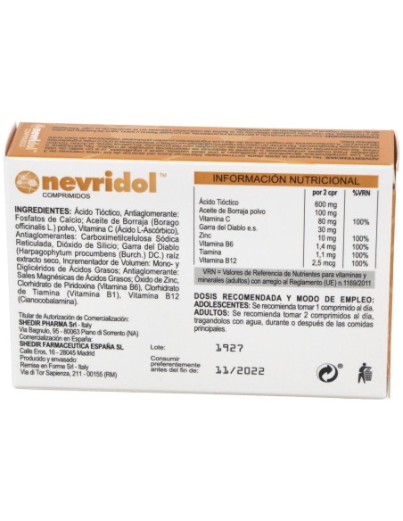 Nevridol, 40 Comprimidos