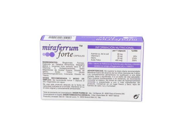 Shedir Miraferrum Forte, 30 Cápsulas