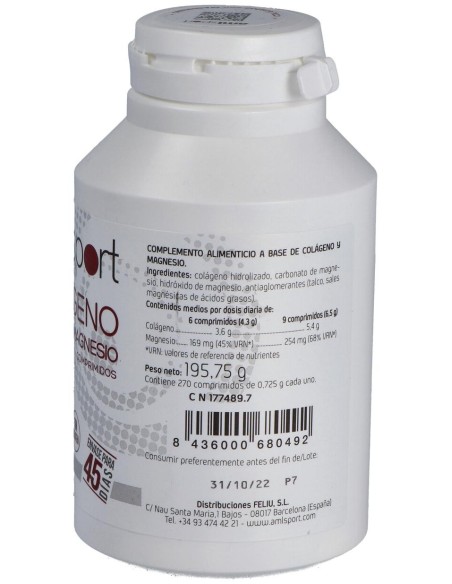 Colageno Con Magnesio 270Comp. Amlsport