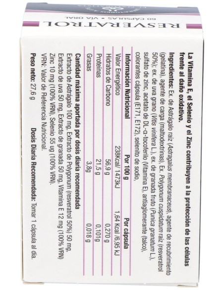 El Naturalista Resveratrol, 60 Cápsulas