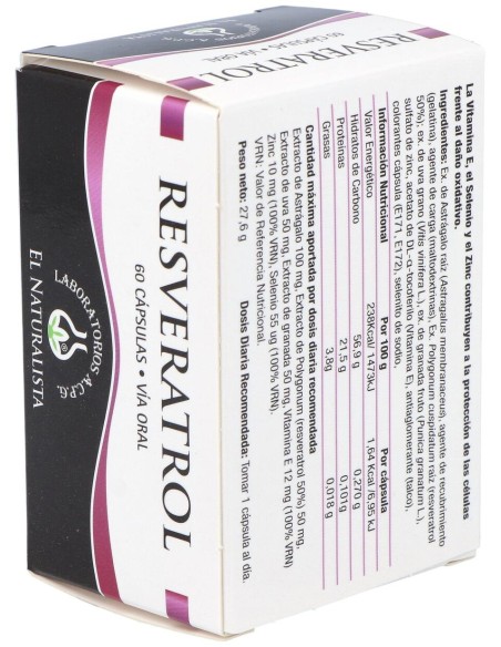 El Naturalista Resveratrol, 60 Cápsulas