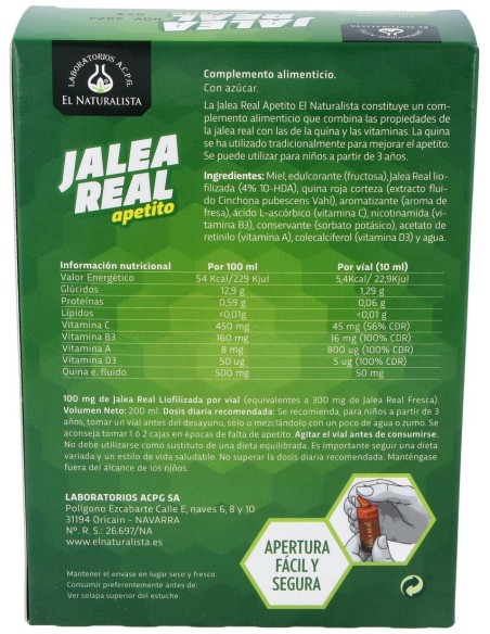 El Naturalista Jalea Apetito Con Quina 20 Viales