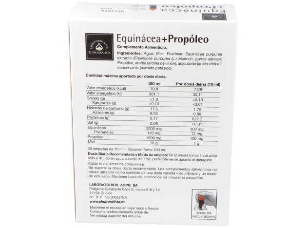 El Naturalista Equinácea + Propóleo, 20 Viales