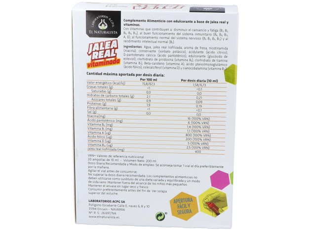El Naturalista Jalea Real Vitaminada, 20 Ampollas