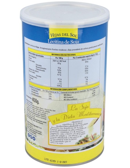 Lecitina De Soja Granulada 450Gr.Gmo Hijas Del Sol
