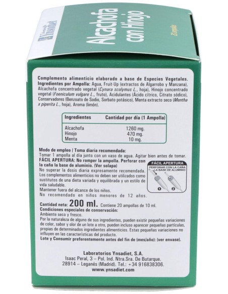 Ynsadiet Alcachofa Con Hinojo 20Ampollas