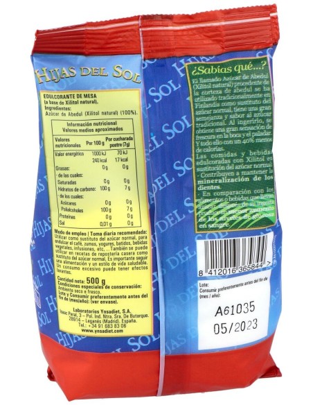 Azucar De Abedul 500Gr. Hijas Del Sol
