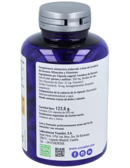 Levazinc (Levadura De Cerveza Viva) 350Mg. 225Cap.