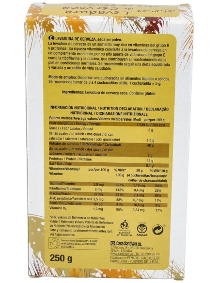 Santiveri Levadura De Cerveza En Polvo, 250 G