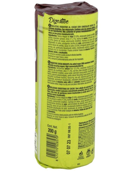 Galletas Digestive Cacao 0% Azucares 200Gr.