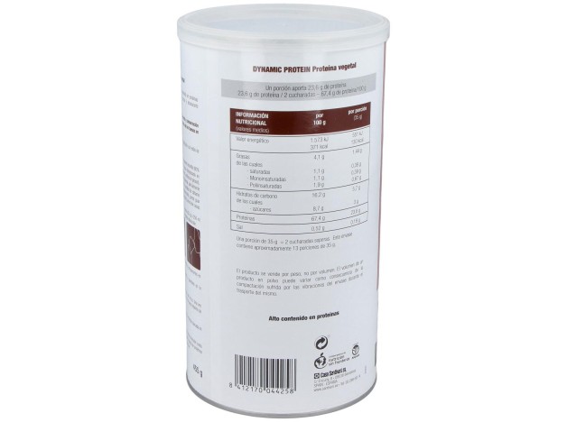 Dynamic Proteina Vegetal Cacao 455Gr.