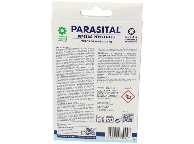 Parasital Pipeta Antiparasitario Perros Grandes