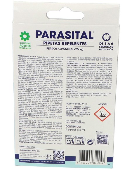 Parasital Pipeta Antiparasitario Perros Grandes