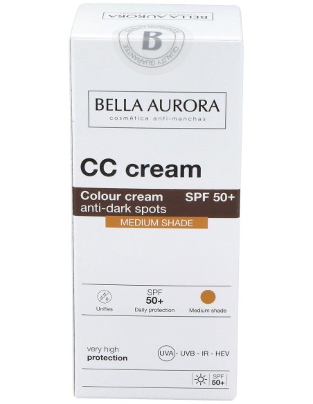 Bella Aurora Cc Cream Crema Color Anti-Manchas Spf50+ Tono Medio 30Ml
