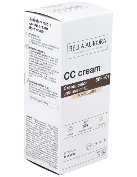 Bella Aurora Cc Cream Crema Color Anti-Manchas Spf50+ Tono Claro 30Ml