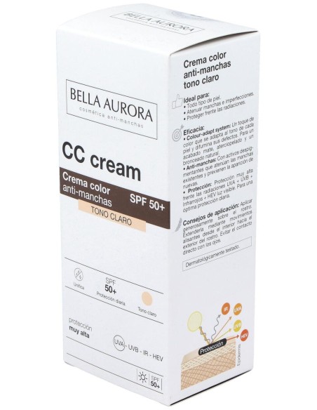Bella Aurora Cc Cream Crema Color Anti-Manchas Spf50+ Tono Claro 30Ml
