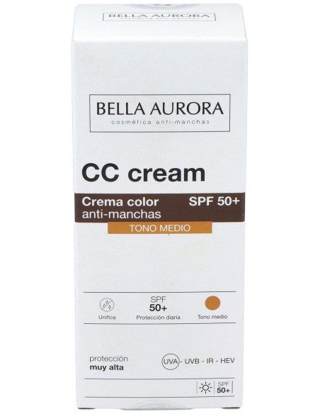 Bella Aurora Cc Cream Crema Color Anti-Manchas Spf50+ Tono Medio 30Ml
