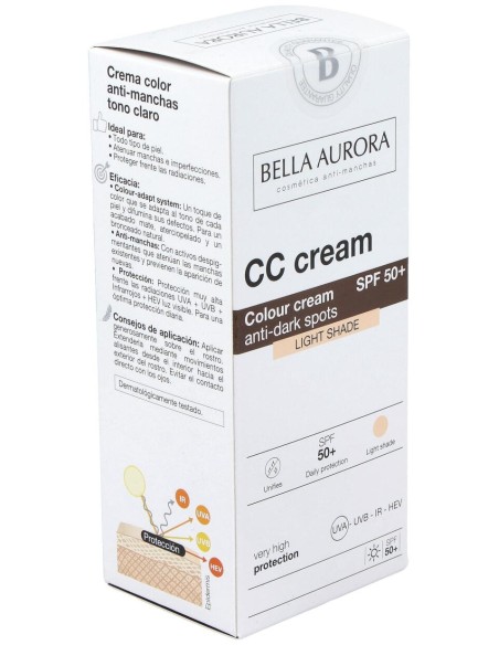 Bella Aurora Cc Cream Crema Color Anti-Manchas Spf50+ Tono Claro 30Ml