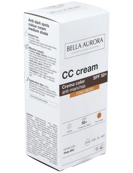 Bella Aurora Cc Cream Crema Color Anti-Manchas Spf50+ Tono Medio 30Ml