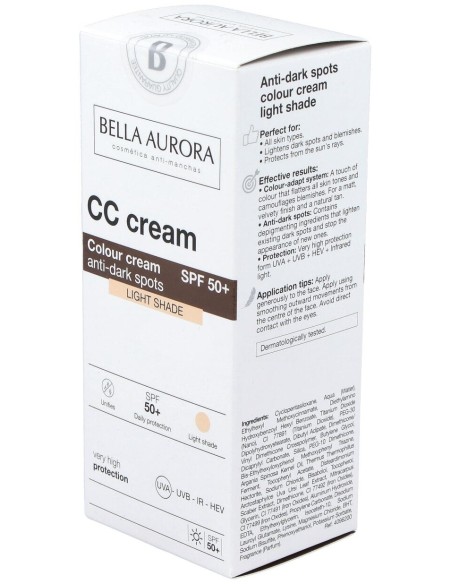 Bella Aurora Cc Cream Crema Color Anti-Manchas Spf50+ Tono Claro 30Ml