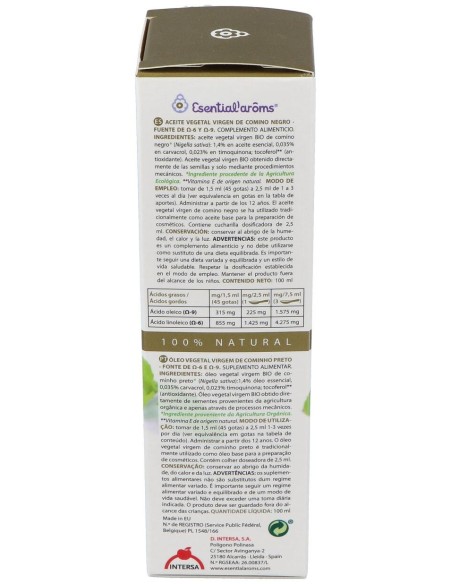 Esential'Arôms Aceite Vegetal Virgen Extra Comino Negro 100Ml