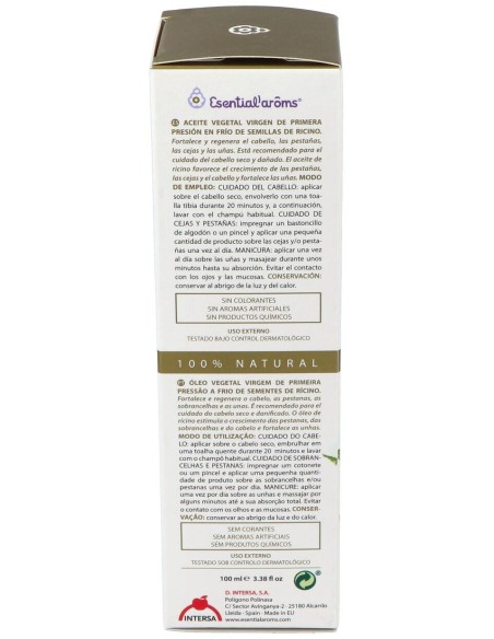Esential’Arôms Aceite Vegetal De Ricino, 100 Ml