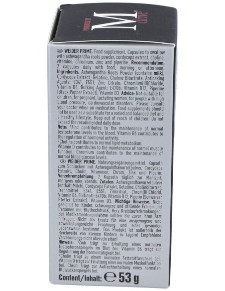 Weider Prime Testosterona Hombre 60Cap.