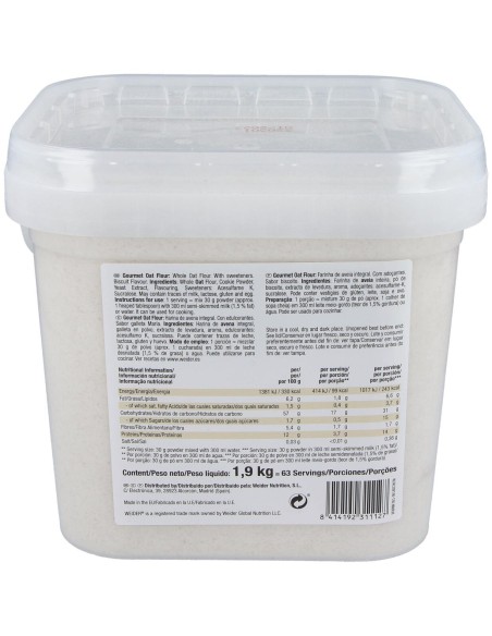 Weider Harina De Avena Galleta Maria 1,9Kg.