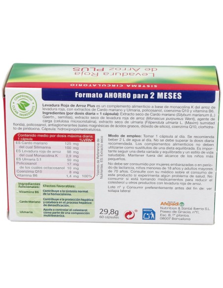Levadura Roja De Arroz Plus 60Cap.