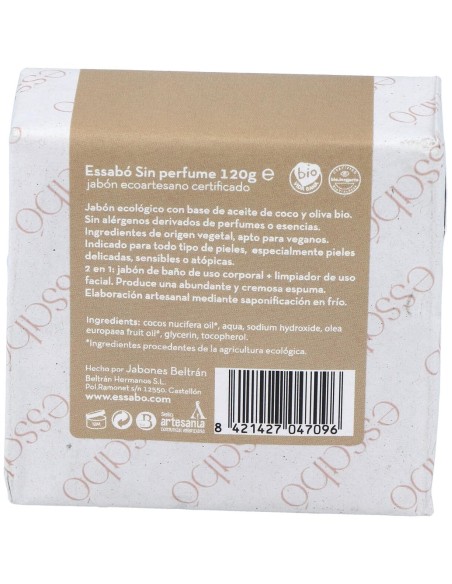 Essabo Jabon Sin Perfume Ecologico 120Gr.